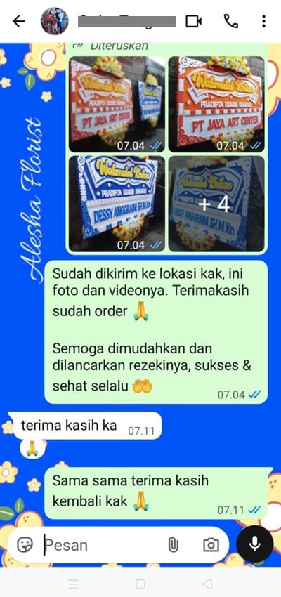 Testimoni pengiriman bunga grand opening Tangerang