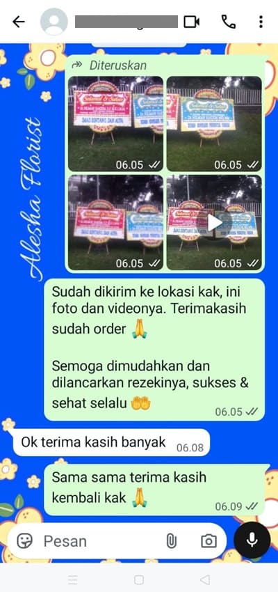 Testimoni pengiriman karangan bunga Tangerang