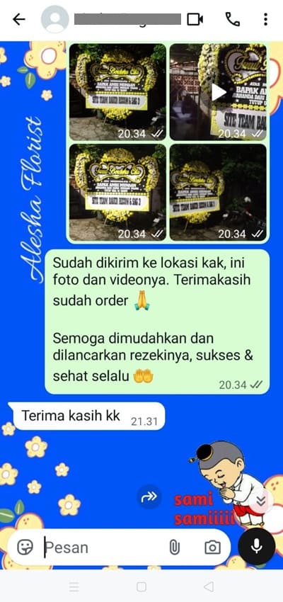 Testimoni pengiriman karangan bunga duka cita Tangerang