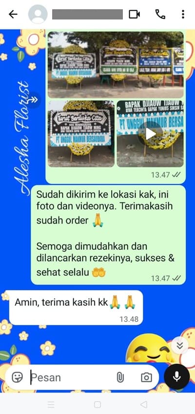 Testimoni pengiriman karangan bunga duka cita di Tangerang