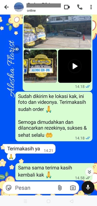 Testimoni pengiriman karangan bunga ikut belasungkawa Tangerang