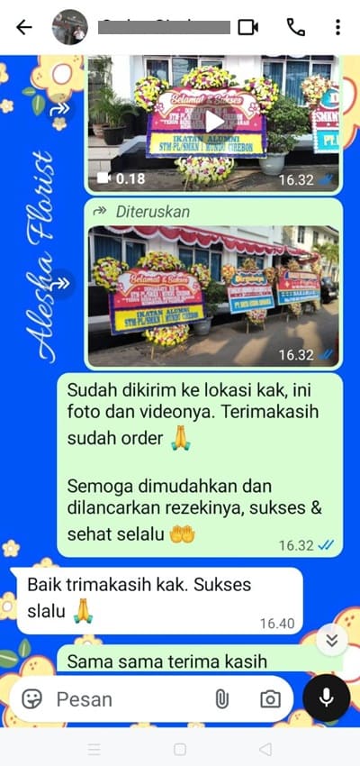 Testimoni pengiriman karangan bunga papan Tangerang