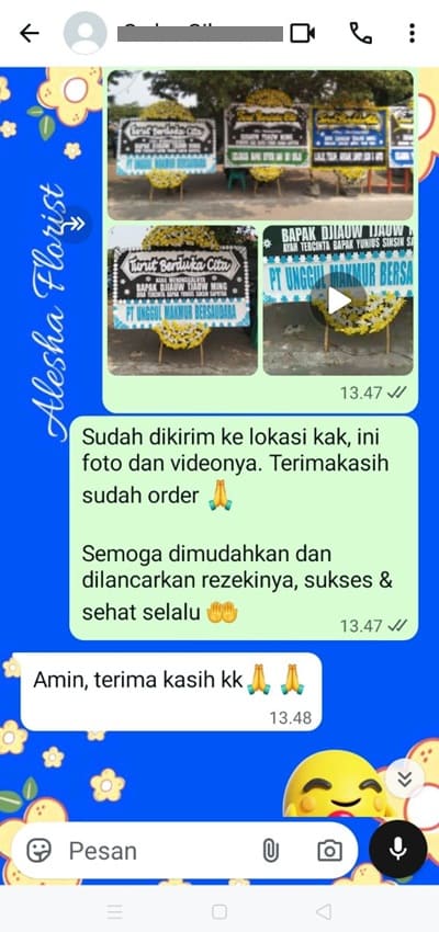 Testimoni pengiriman karangan bunga turut berduka cita Tangerang
