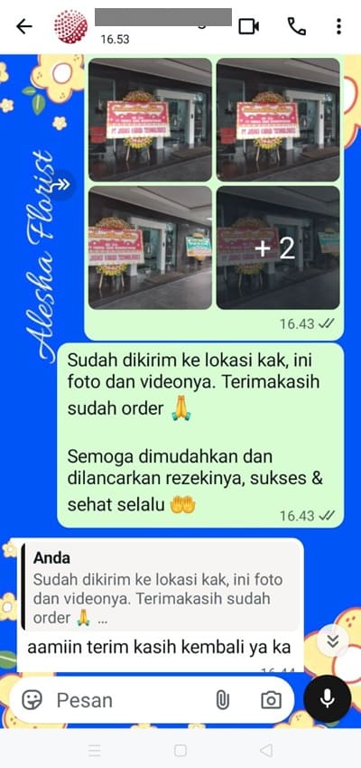 Testimoni pengiriman papan bunga nikah Tangerang