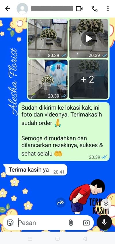 Testimoni pengiriman standing flower duka cita Tangerang